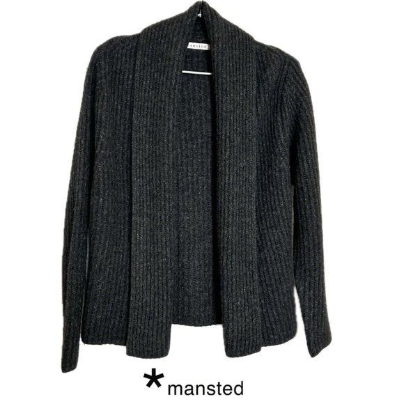 Mansted Denmark 100% Yak Wool Shawl Collar Open Cardigan Charcoal Size S - Picture 1 of 12